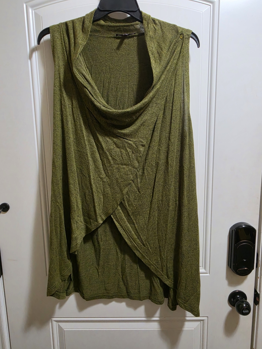 ​Olivia Sky Olive Green Draped Front Sleeveless Tunic Top Size M